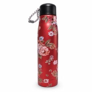 Insulated Vacuum Flask, Stainless Steel, Floral Red, 26 cm